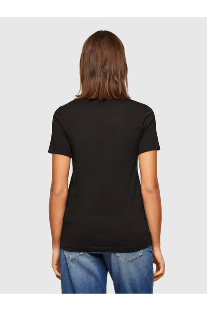 Black crewneck T-shirt back view