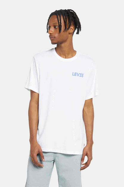 Levi's white crew-neck T-shirt with small blue logo at chest