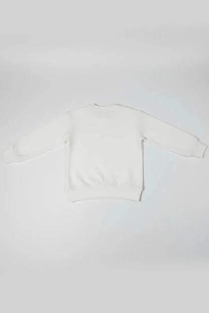 White kids sweatshirt back, plain crewneck with long sleeves