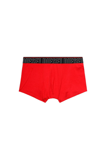 Men's red boxer briefs with elastic logo waistband
