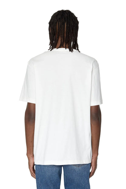 Diesel off-white crewneck T-shirt, plain back with short sleeves.