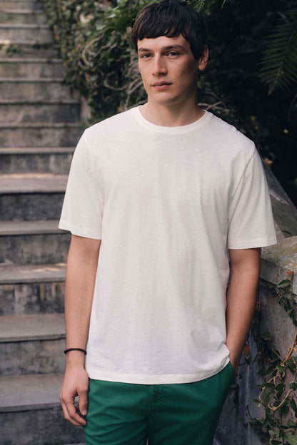 NEXT men's white crewneck T-shirt, short-sleeve front view