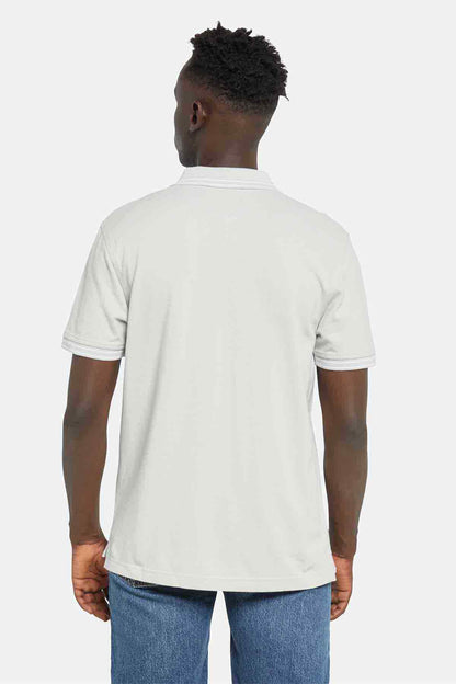 Levi's polo shirt, back view, short sleeves, light color, ribbed collar