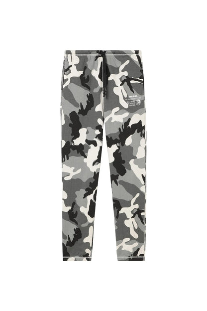 Diesel camouflage jogger pants in grey with adjustable drawstring waist