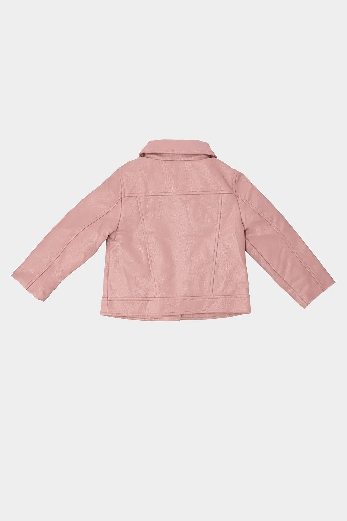 BABYSHOP pink baby jacket back view with stand collar