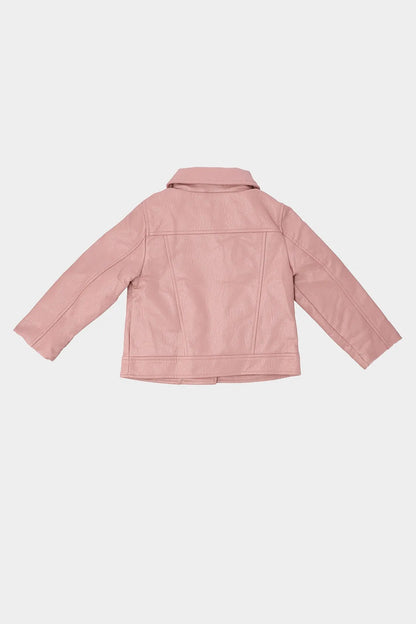 BABYSHOP pink baby jacket back view with stand collar