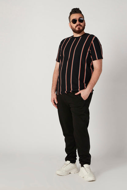 Splash black jogger pants with elastic cuffs and drawstring, side pockets