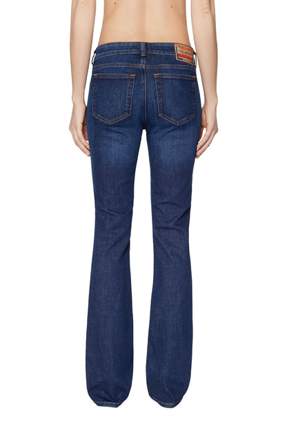 Diesel blue straight-leg jeans with back yoke and two rear patch pockets