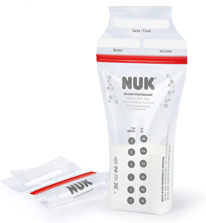 Breast milk storage bag with red seal and measurement markings