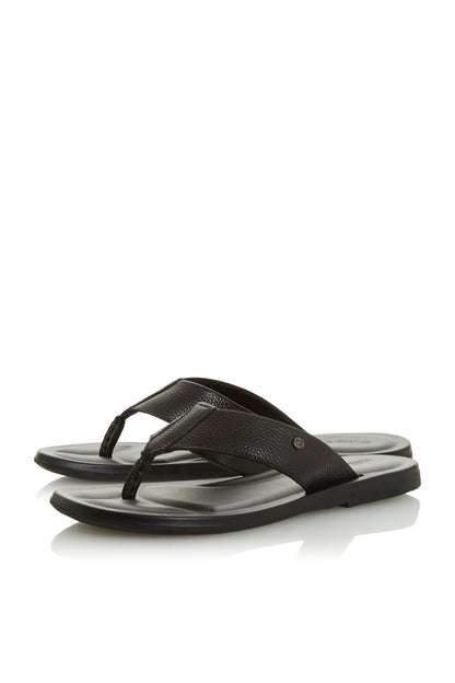 Black slide sandals with wide strap over footbed and contoured sole