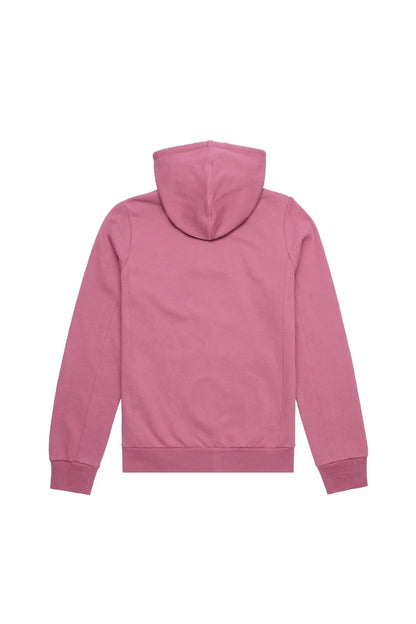 Pink Diesel zip-up hoodie back view with hood