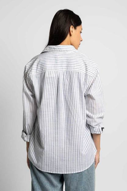 Levi's striped button-up shirt, back view, long sleeves and yoke