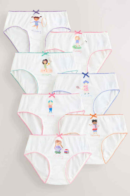 NEXT girls' brief underwear in white with colorful cartoon prints