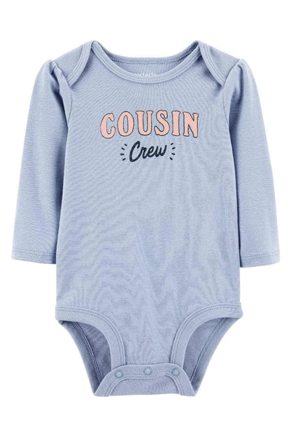 CARTER'S baby light-blue long-sleeve bodysuit with 'COUSIN Crew' graphic