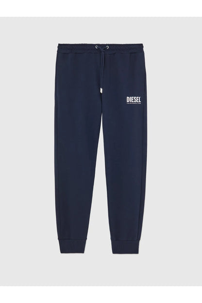 Diesel logo jogger pants in dark navy with drawstring waist and tapered legs
