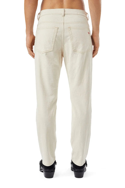 Diesel white denim jeans, back full view with two rear pockets and belt loops