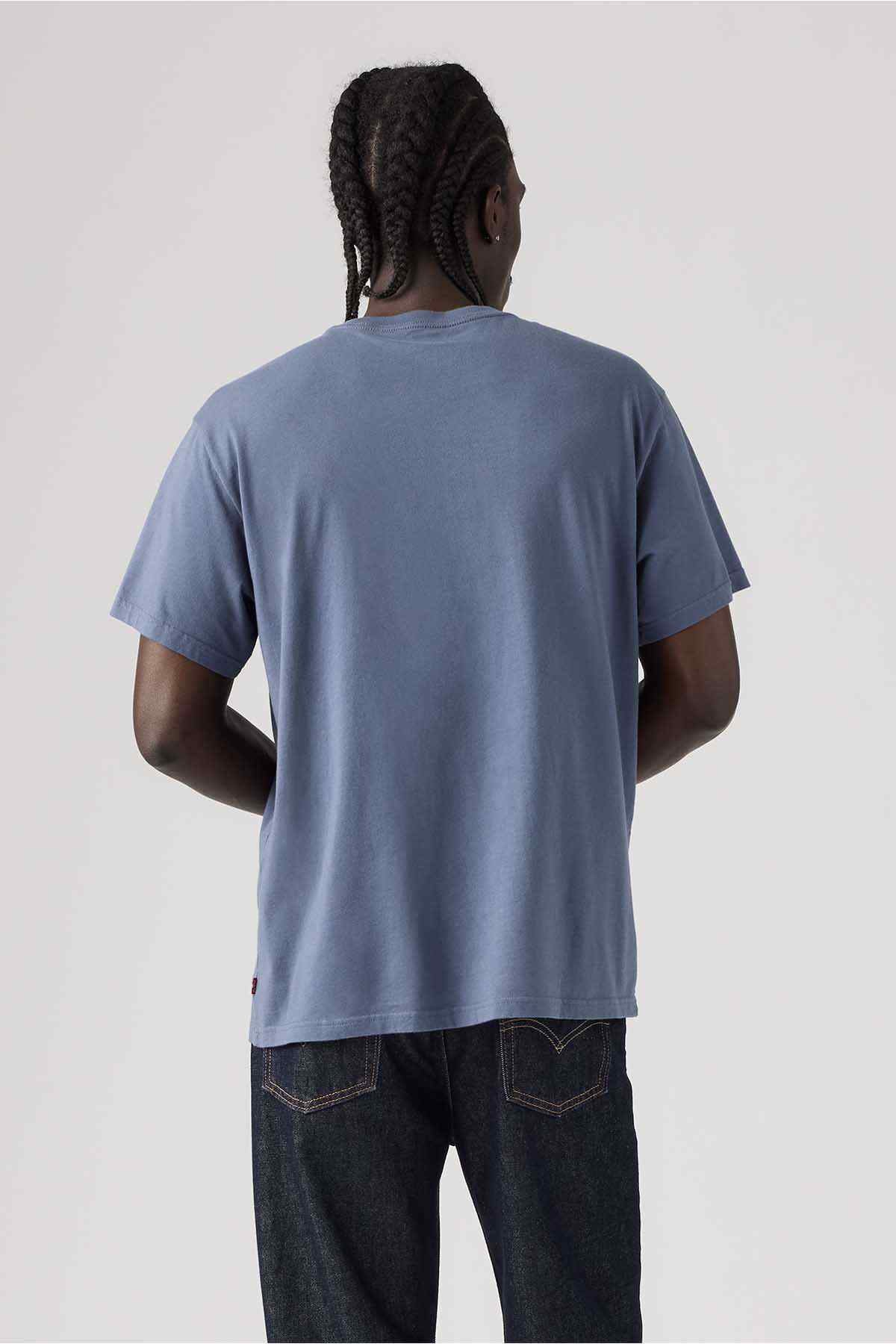 Levi's sky blue T-shirt, back view, short sleeves crew neck