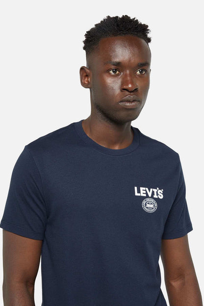 Levi's navy crewneck short-sleeve T-shirt with chest logo patch