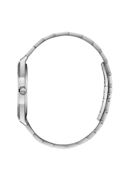 Lee Cooper silver metal watch case side view with bracelet links