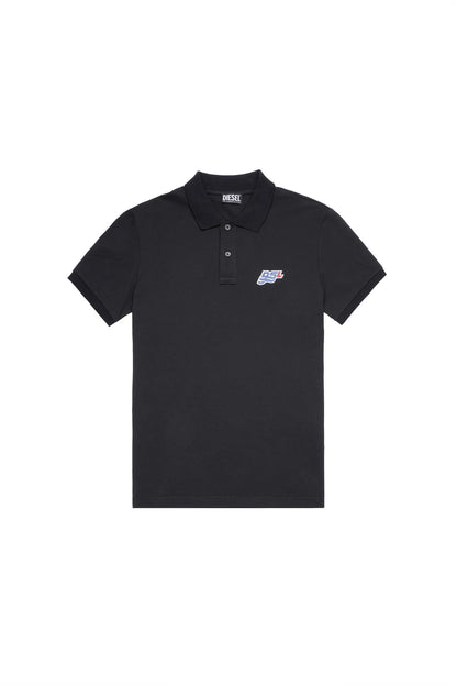 Diesel black polo shirt, short sleeves, front logo on chest