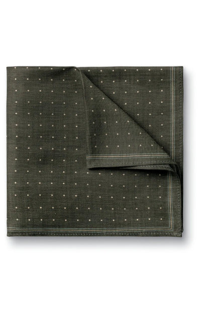 Charles Tyrwhitt green fabric square with tiny dot pattern and stitched border