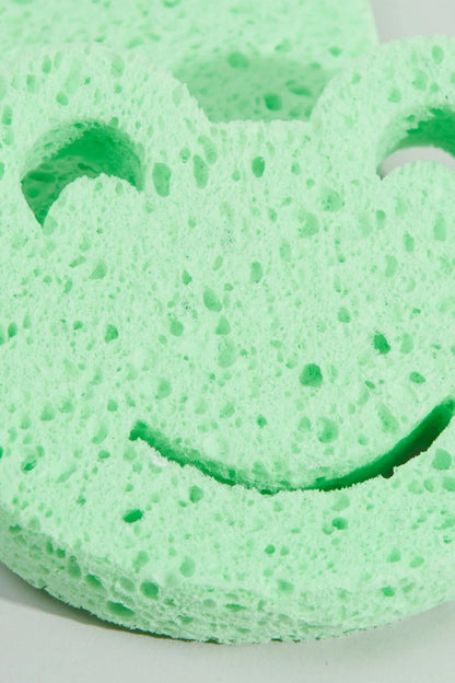 BABYSHOP green speckled sponge detail, curved edge with textured foam pores