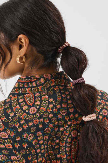 Accessorize braided hair elastics in dark multi tones on ponytail