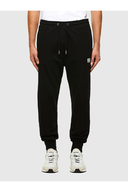 Diesel black jogger sweatpants with drawstring waist and cuffed hems