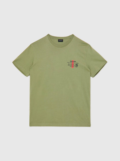 Diesel olive green crewneck T-shirt with small chest graphic logo print