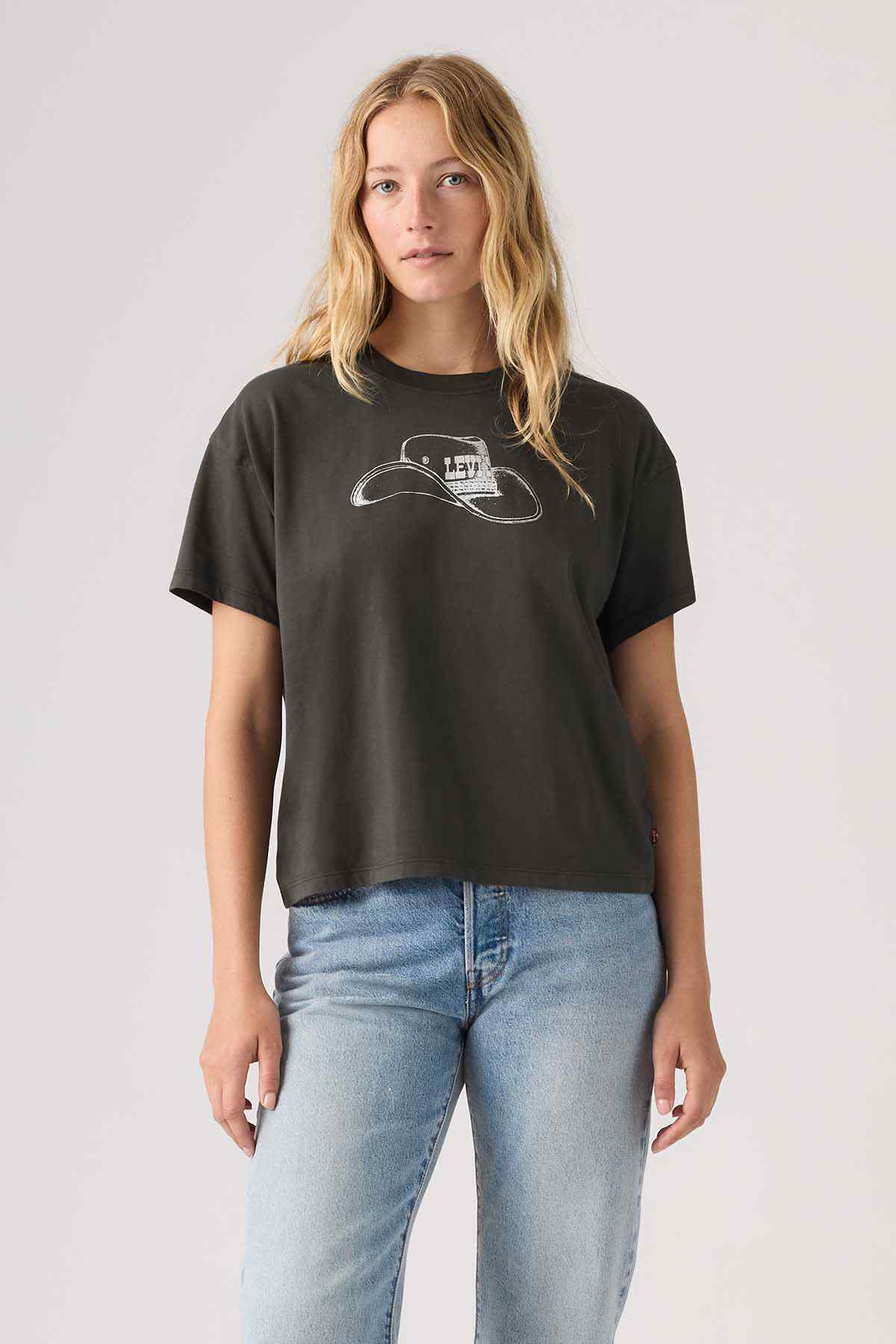 Levi's black graphic crewneck T-shirt with white outline emblem