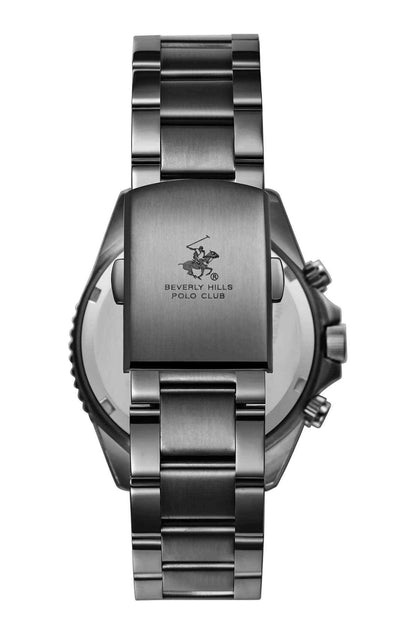 BHPC steel watch case back with engraved Beverly Hills Polo Club logo