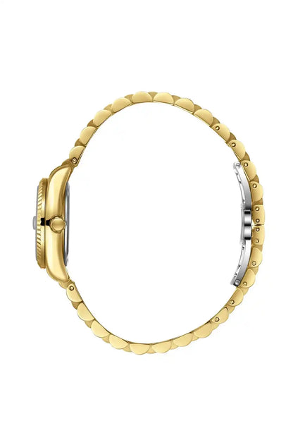 BHPC gold-tone watch case back with metal link bracelet