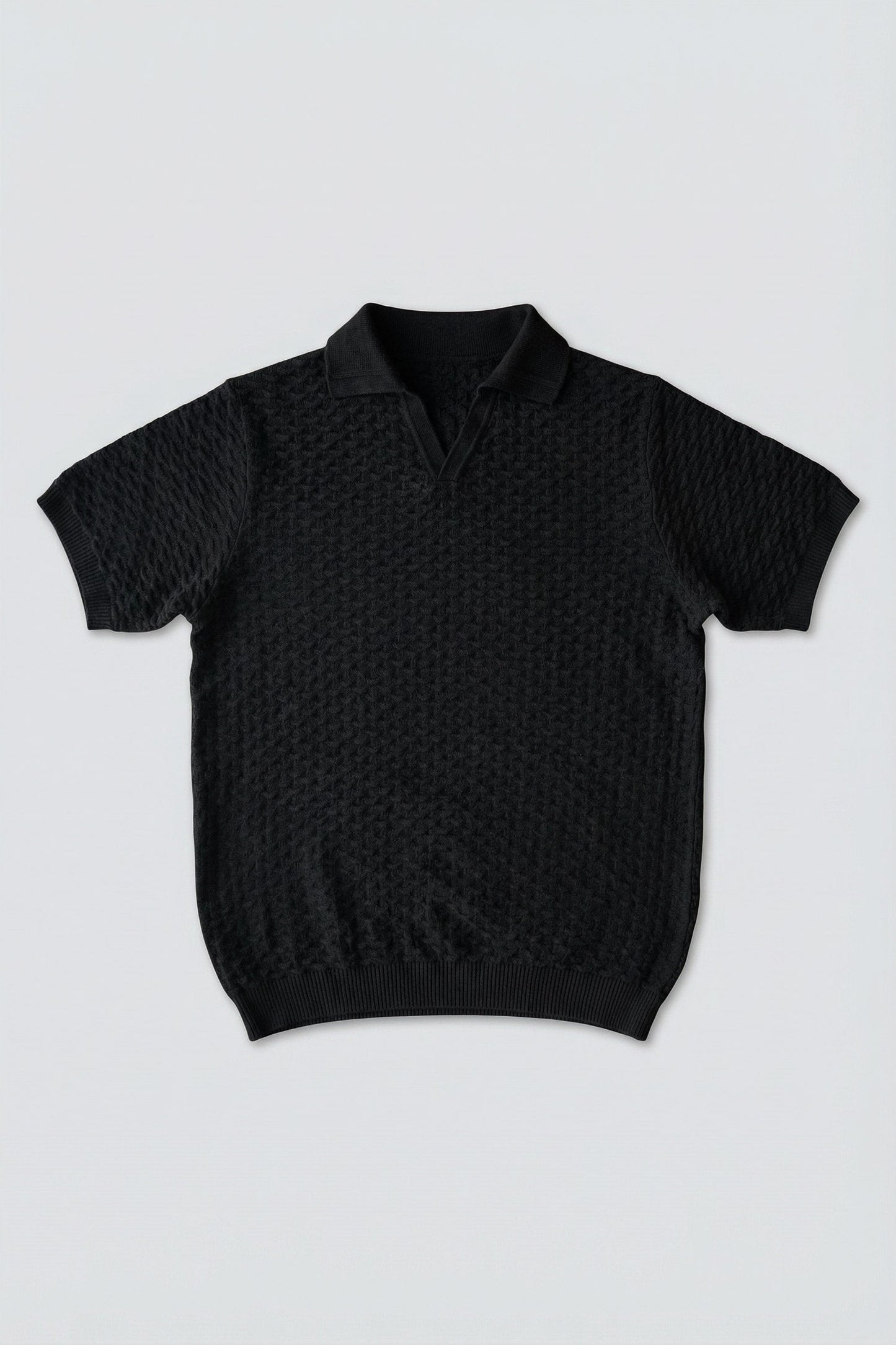 Black Regular Fit Knitted Polo