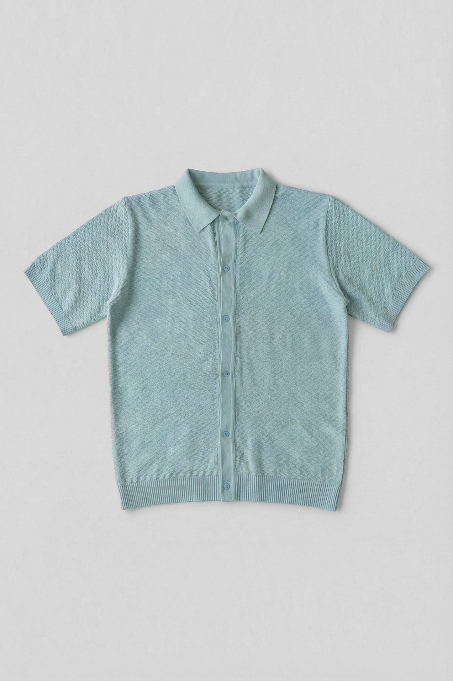 Cool Blue Regular Fit Buttoned Knitted Polo