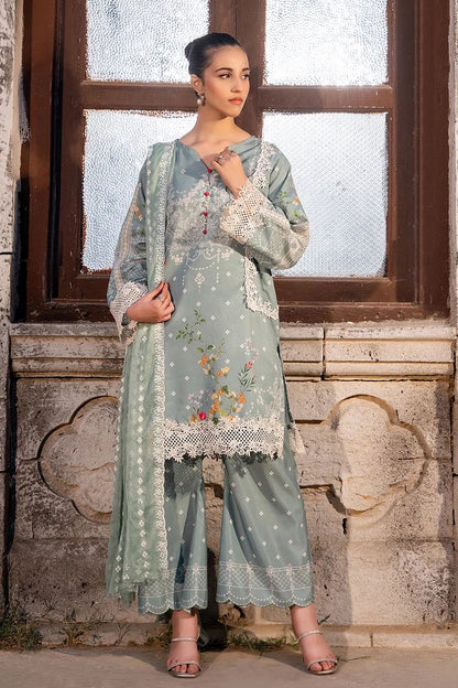 Dhaga mint green embroidered kurta set with wide-leg pants and matching dupatta