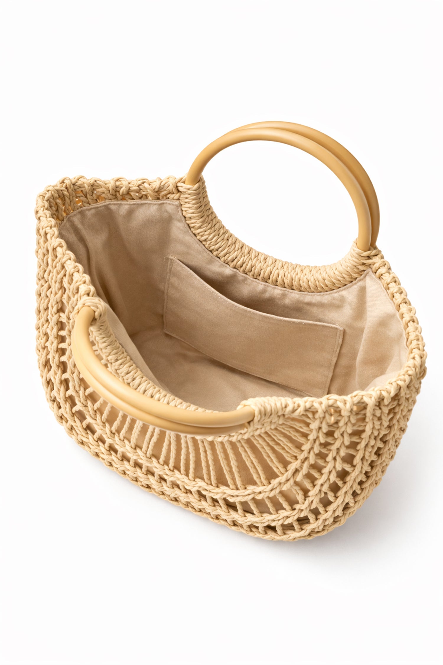 Cream Woven Top Handle Tote Bag - Hustle N Holla