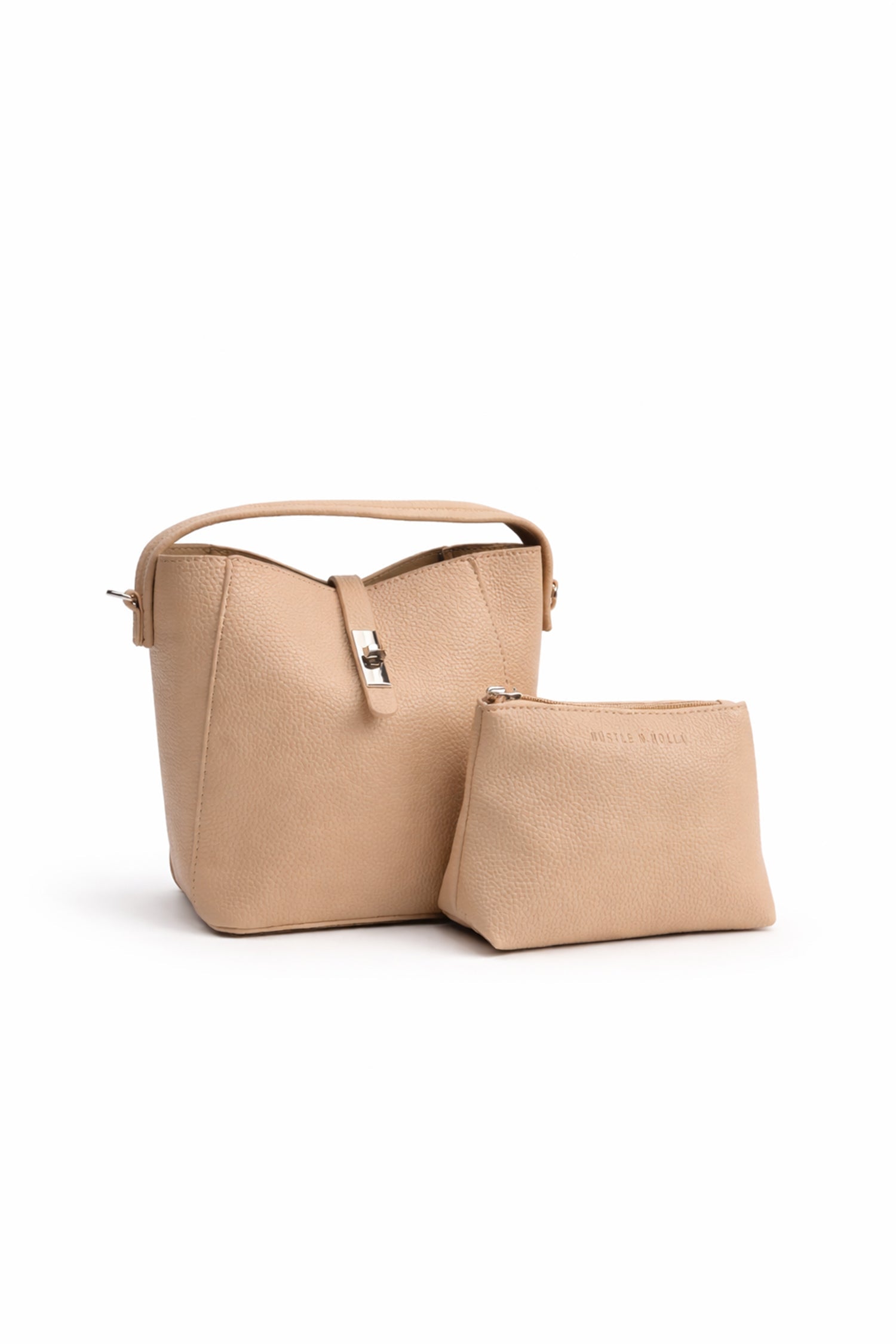 Pink Structured Bucket Bag with Detachable Pouch - Hustle N Holla