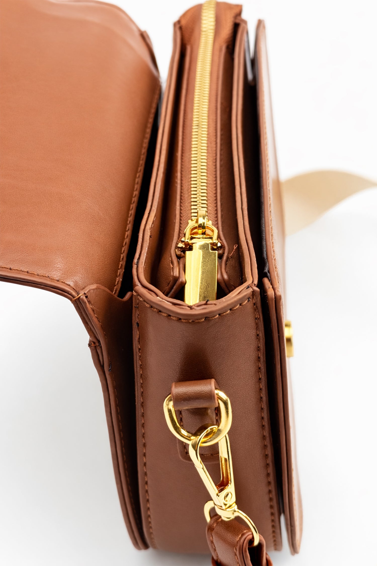 Tan Classic Saddle Style Bag - Hustle N Holla