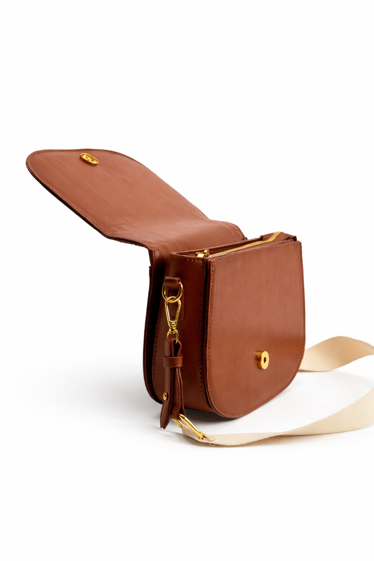 Tan Classic Saddle Style Bag - Hustle N Holla
