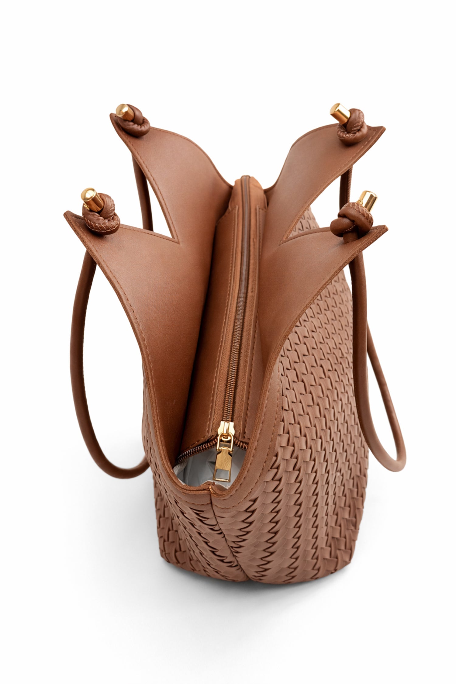 Dark Brown Woven Structure Tote Bag - Hustle N Holla