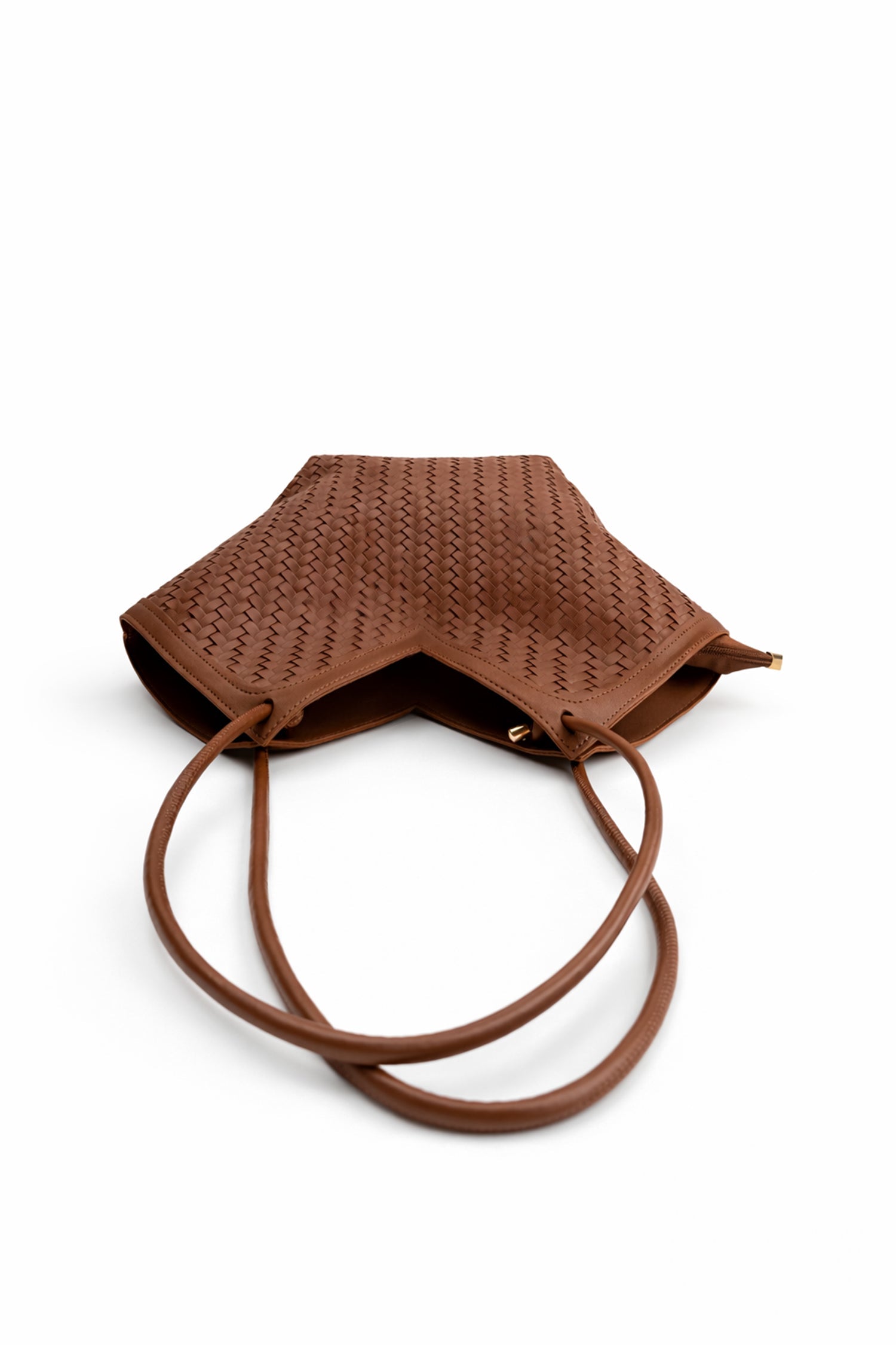 Dark Brown Woven Structure Tote Bag - Hustle N Holla