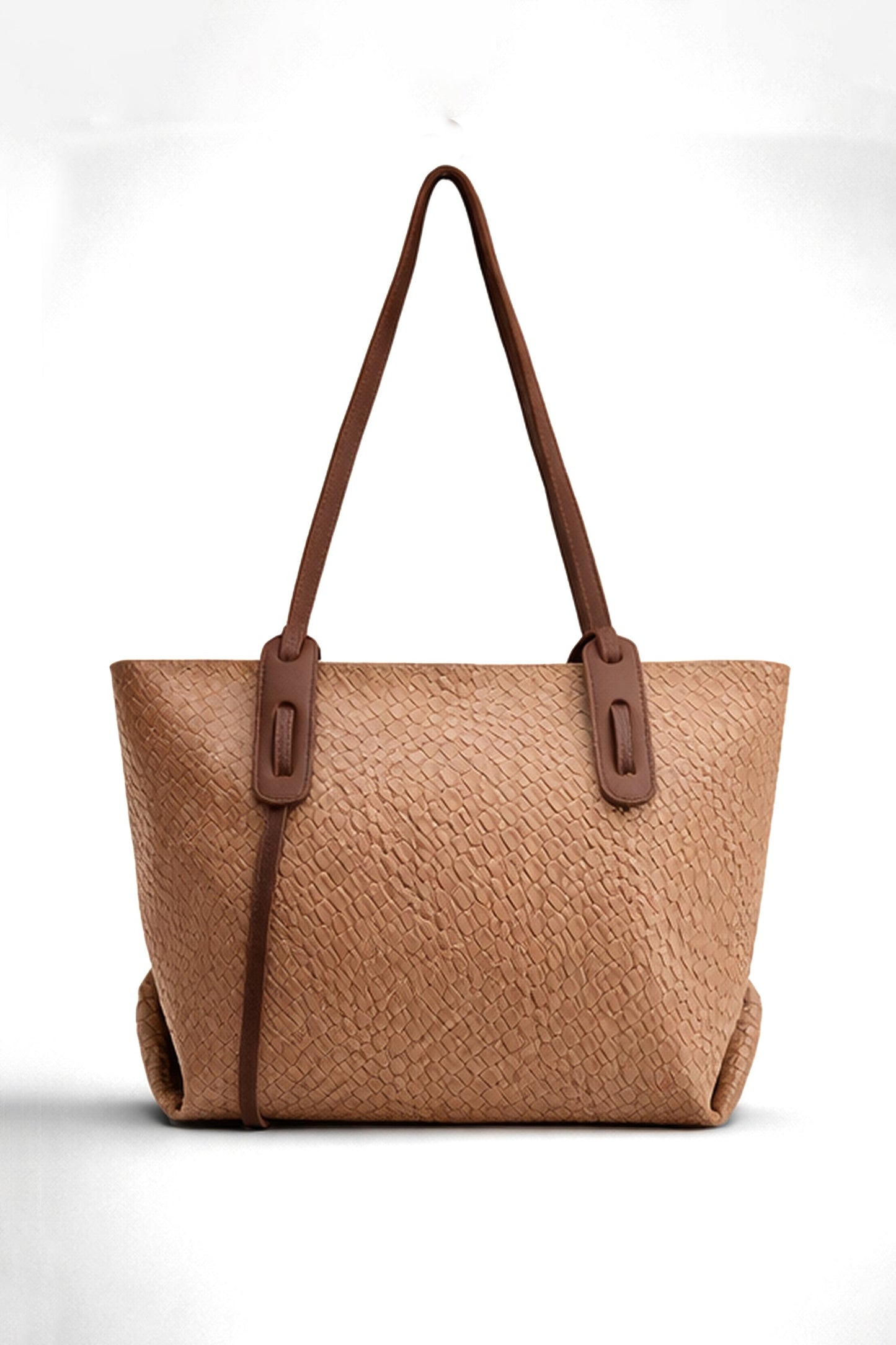 Beige Textured Oversized Tote Bag - Hustle N Holla