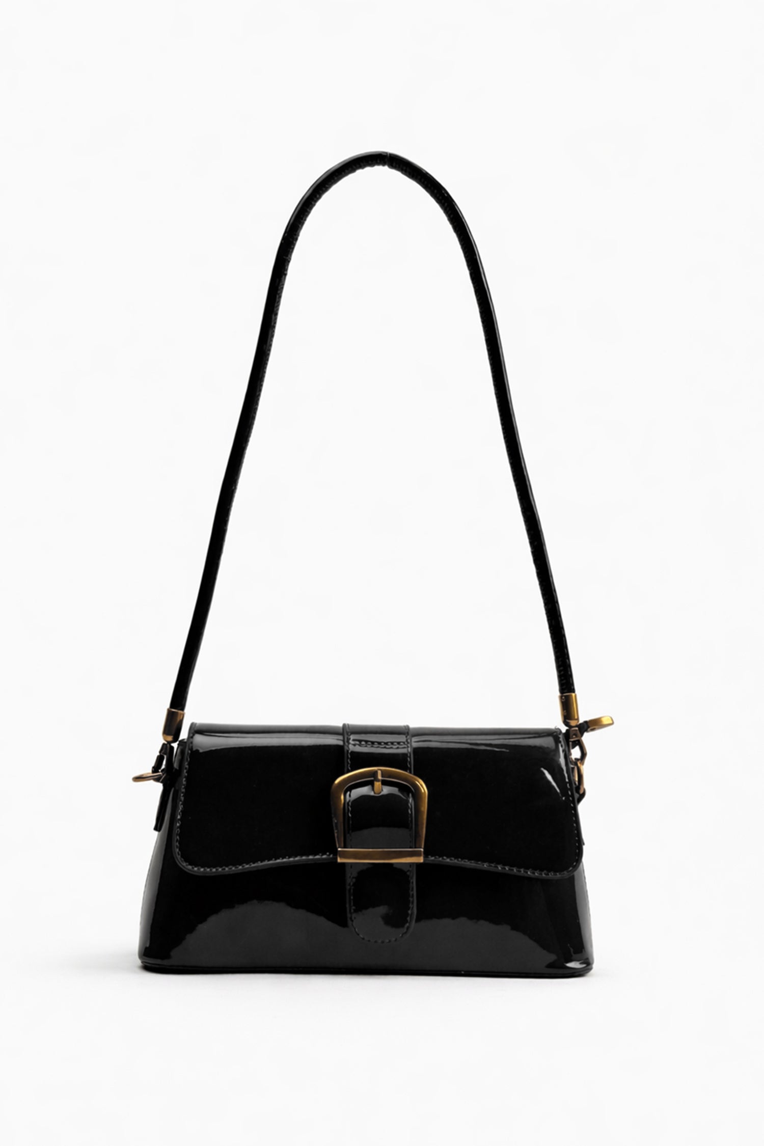 Black PU Clutch Bag with Strap - Hustle N Holla