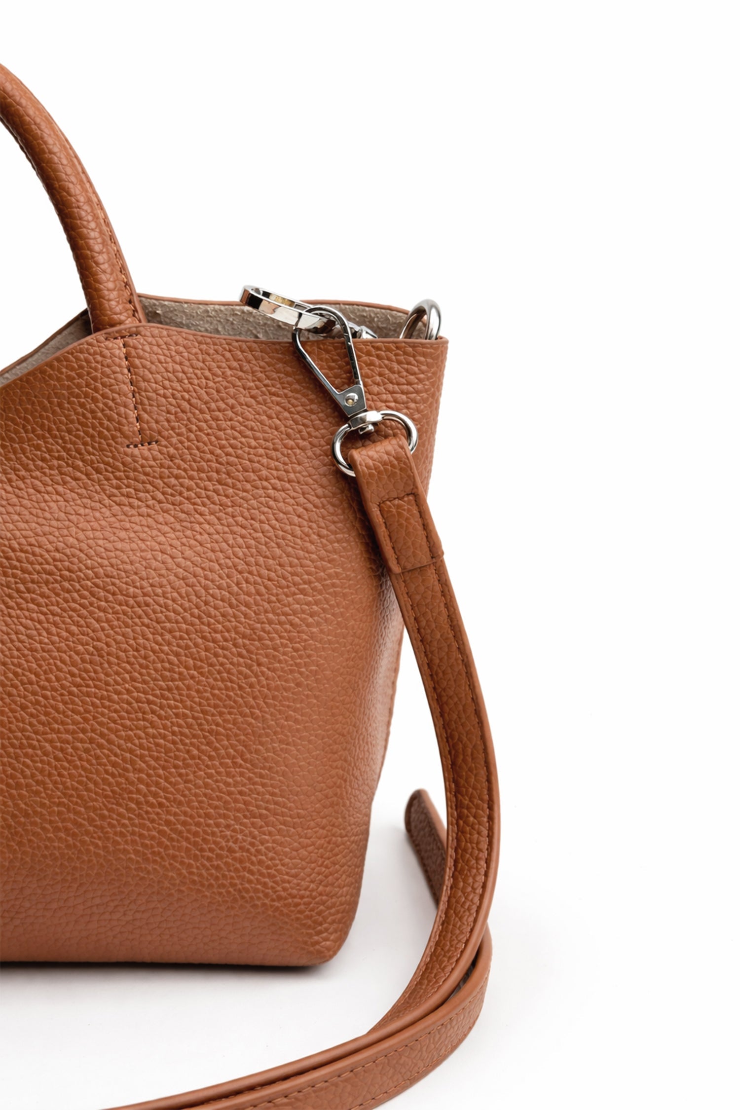 Tan Structured Top Handle Tote Bag - Hustle N Holla