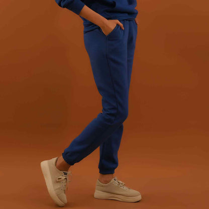 Dhaga blue jogger pants with elastic cuffs and side pockets