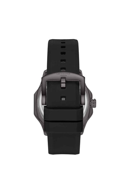 Lee Cooper black watch with chunky bezel and black silicone strap