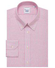 Camicissima pink dress shirt, red grid check, button-down collar and white buttons