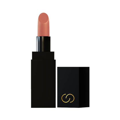 Conatural velvet lipstick, peach-nude shade in black case with gold logo