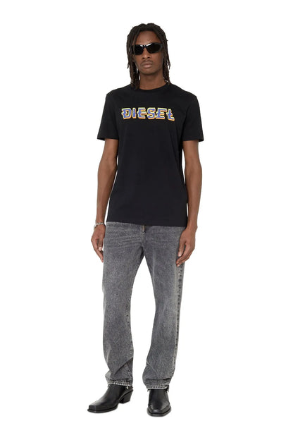 Black Diesel logo crewneck T-shirt with short sleeves