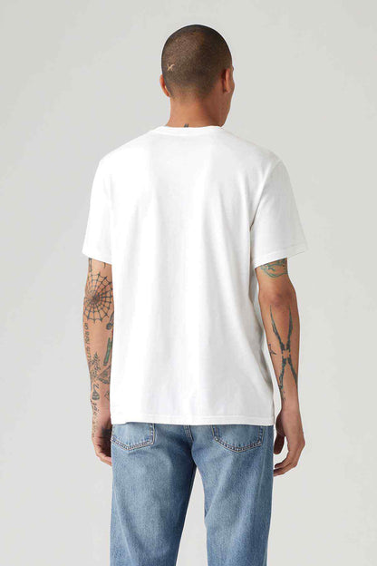 Men's white crew-neck T-shirt with short sleeves, plain back